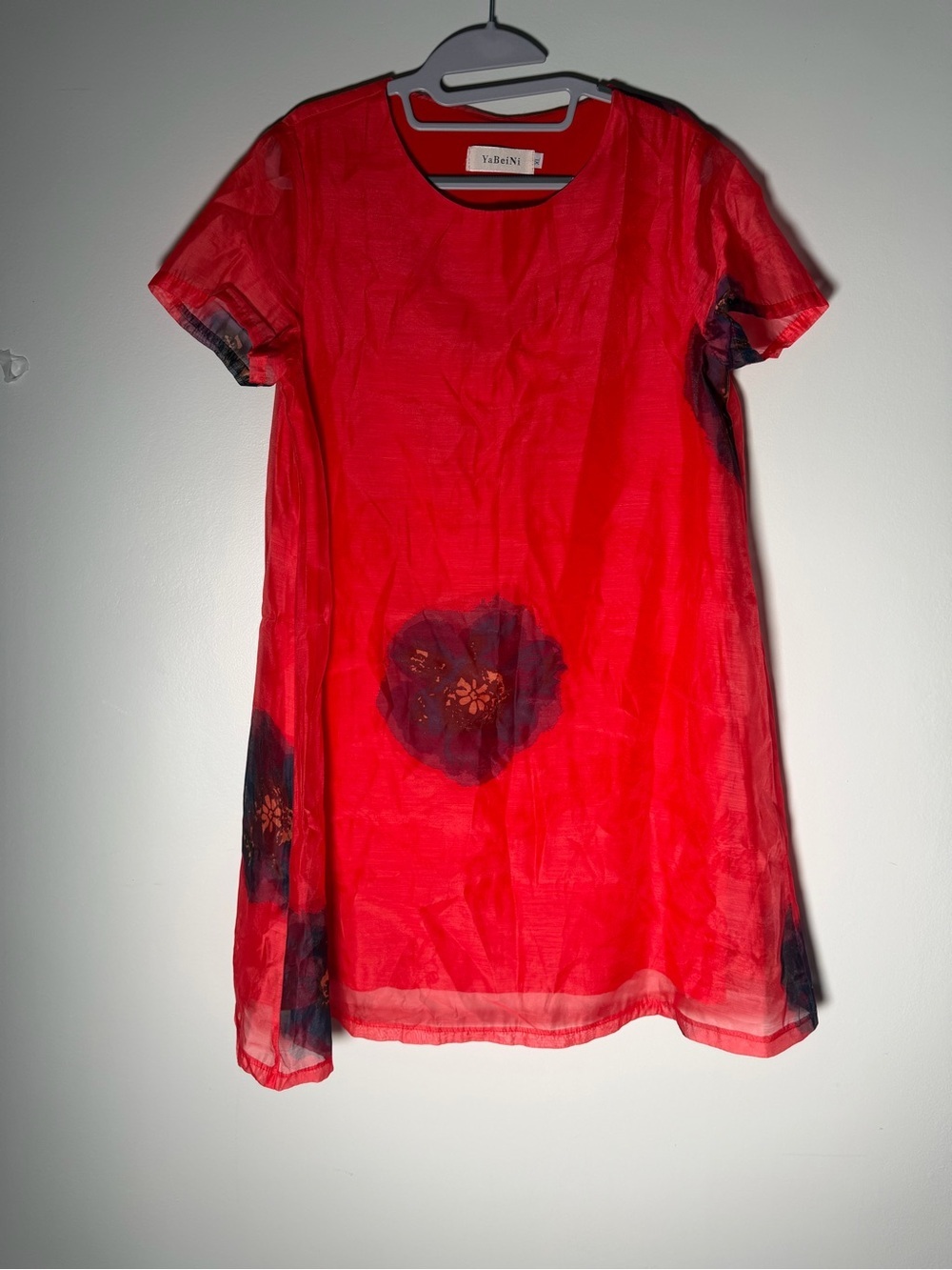 Red Floral Shift Dress Size XL - Picture 5 of 6